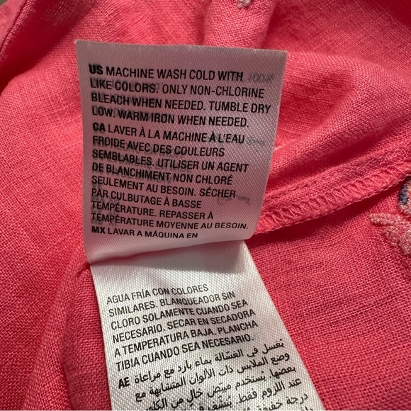 Charter Club Luxury Women's 100% Linen Flight Pattern Blouse in magenta XL - Picture 9 of 9